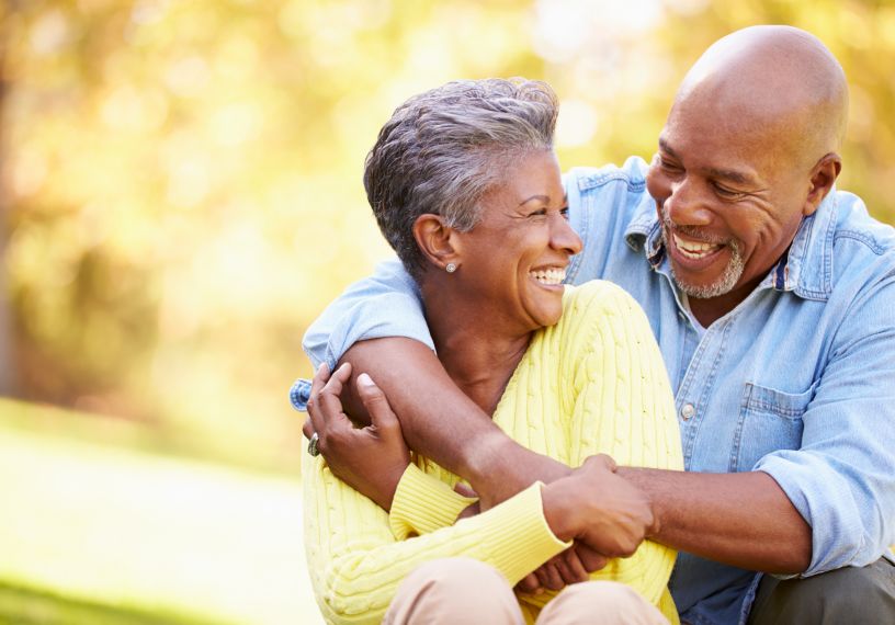 Man and woman laughing together